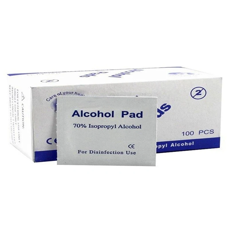 

100pcs/Box Alcohol Pads Wet Wipes Swabs Preps Cleaning Sterilization 70% Isopropyl Antiseptic Cleaning Care For Cosmetics