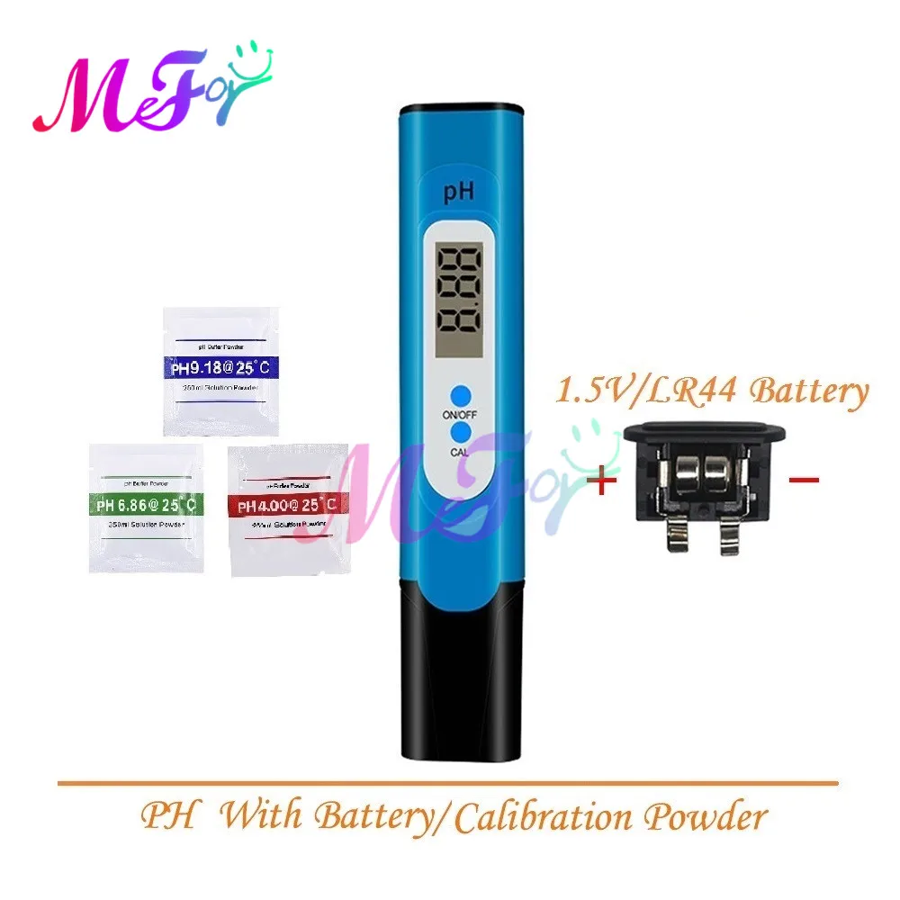 

Высокоточный цифровой измеритель PH 0,01, тестер для воды, еды, аквариума, бассейна, Карманный тестер PH, большой ЖК-дисплей 0-14PH с батареей 3 упаковки калибровочного порошка