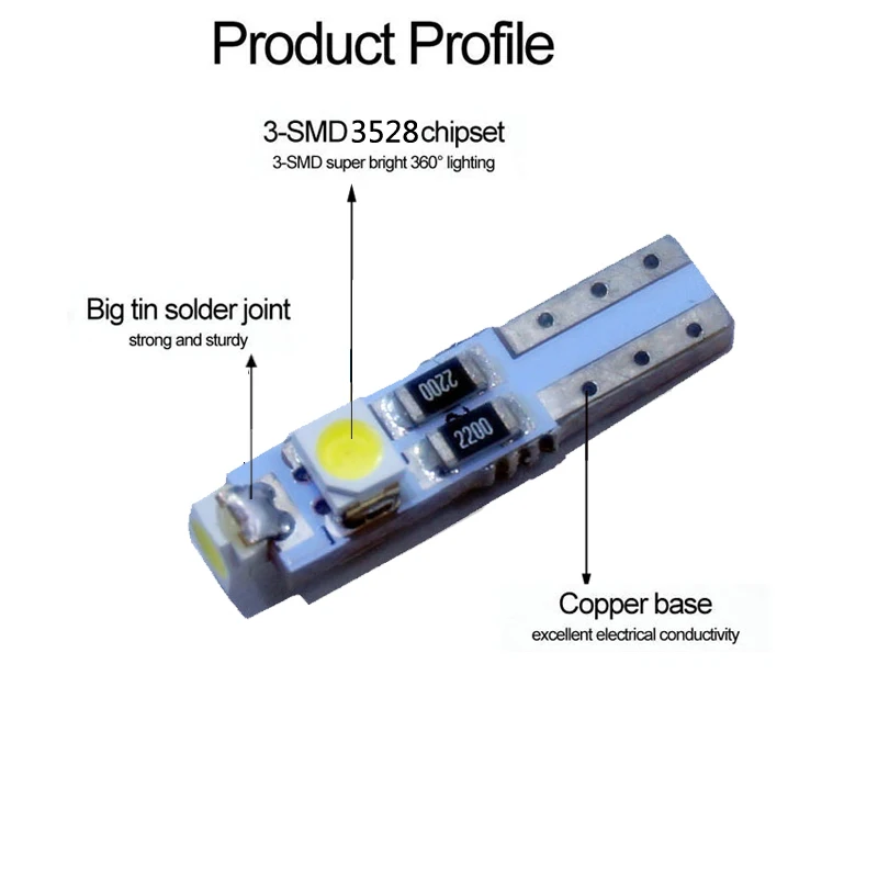 KTSCAR 20 шт. Автомобильный светодиодный T5 3 smd 3528 Клин светильник лампа 3SMD инструмент