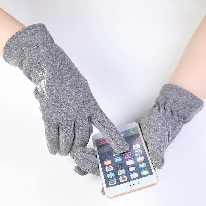 

Men Women Winter Thick Embroidery Cartoon Deer Warm Letter Touch Screen Driving Mitten Outdoor Sport Non-slip Cycling Glove I35