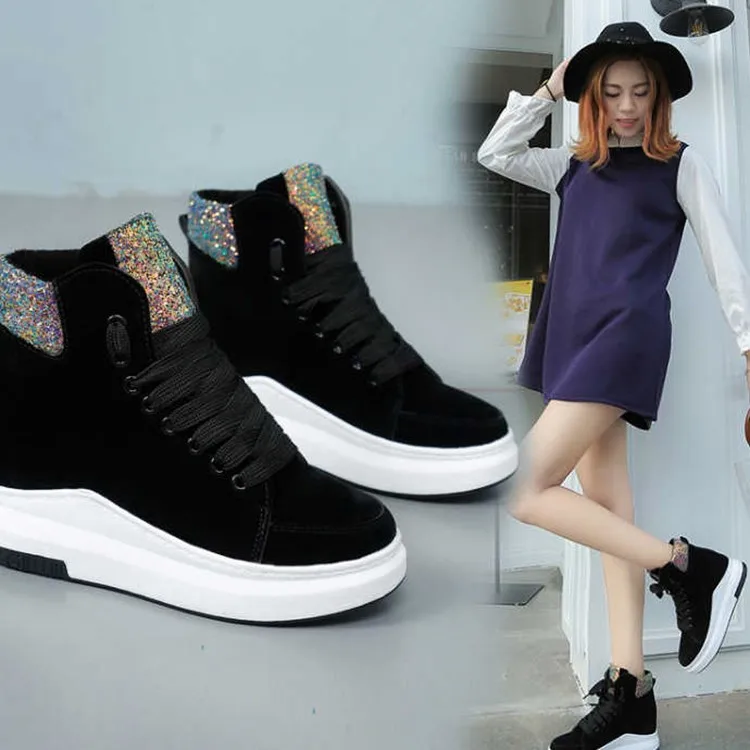 Новые зимние сапоги из хлопка женские теплые высокие кроссовки на толстой