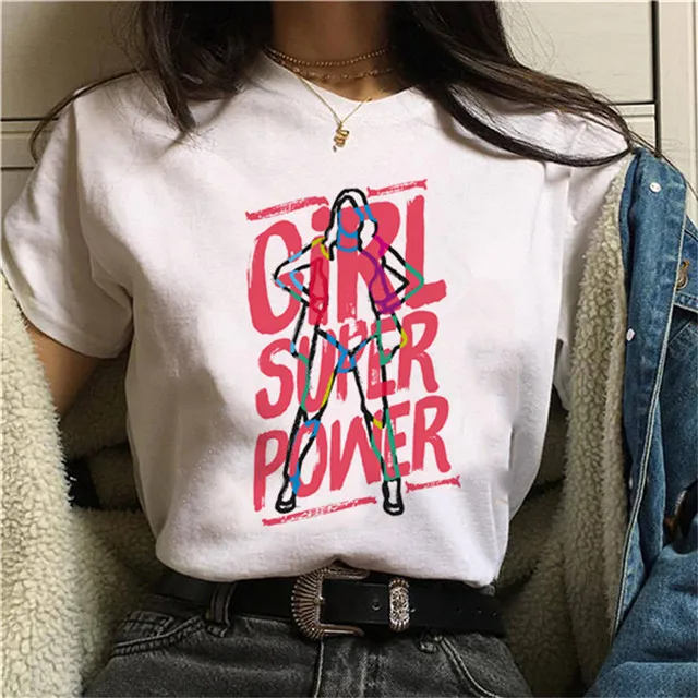 Феминистки харадзюку футболка женская феминизма GRL PWR Ullzang футболка для девочек power 90s графическая футболка гранж эстетический топ тройники женские