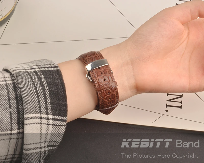 Высококачественный ремешок из натуральной кожи аллигатора для Apple Watch 5, 4, 3, 2, 1, 44 мм, 40 мм, iWatch, ремешок 42 мм, 38 мм, браслет с бабочкой и пряжкой