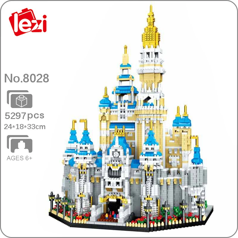 

Lezi 8028 Architecture World Amusement Park Big Dream Castle 3D Model Building Blocks Set Mini Diamond Bricks Toy for Boys Gifts