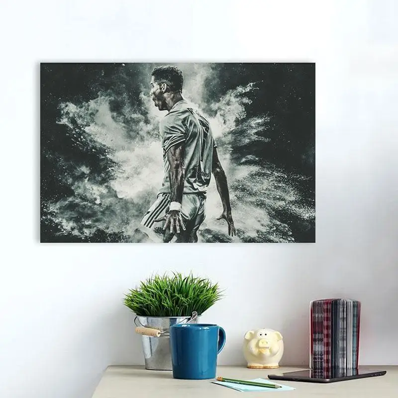 

Cristiano Ronaldo Cr7 Wooden Frame Canvas Wall Art Decoration Prints Living Room Home Bedroom Framed Decor Oill Paintings Hand