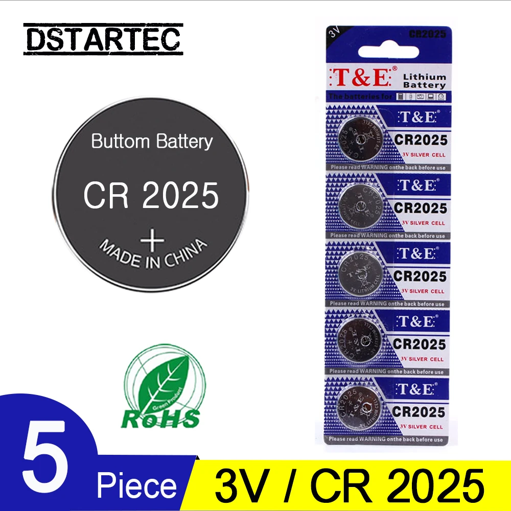 5pcs 30mAh Cell Coin Button Batteries CR2025 DL2025 BR2025 KCR2025 CR 2025 3V Lithium Battery For Watch Toys LED Light |