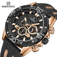 naviforce mens silicone strap watches business multifunction chronograph relogio masculino waterproof quartz male wrist watches