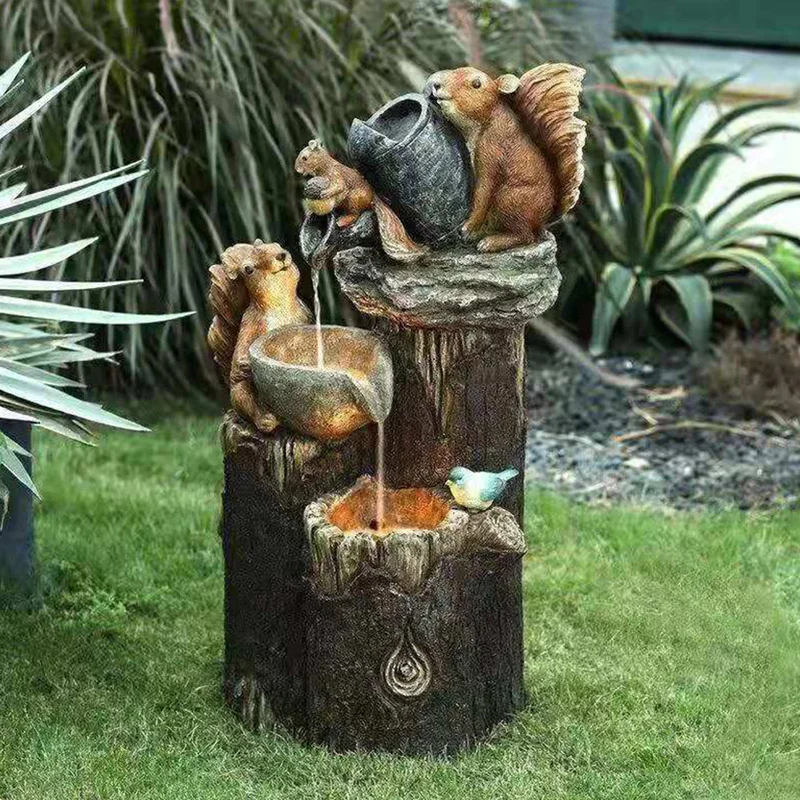 

Squirrel Family Garden Statue Animal Sculpture Resin Miniature Duck Ornament Figurine Craft for Outdoor Garden Yard Deco