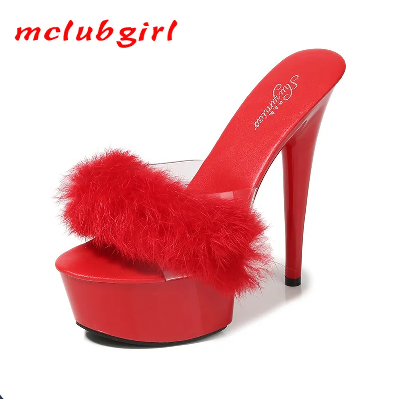Mclubgirl 2020 женские Клубные новые специальные кроличьи волосы на высоком каблуке и