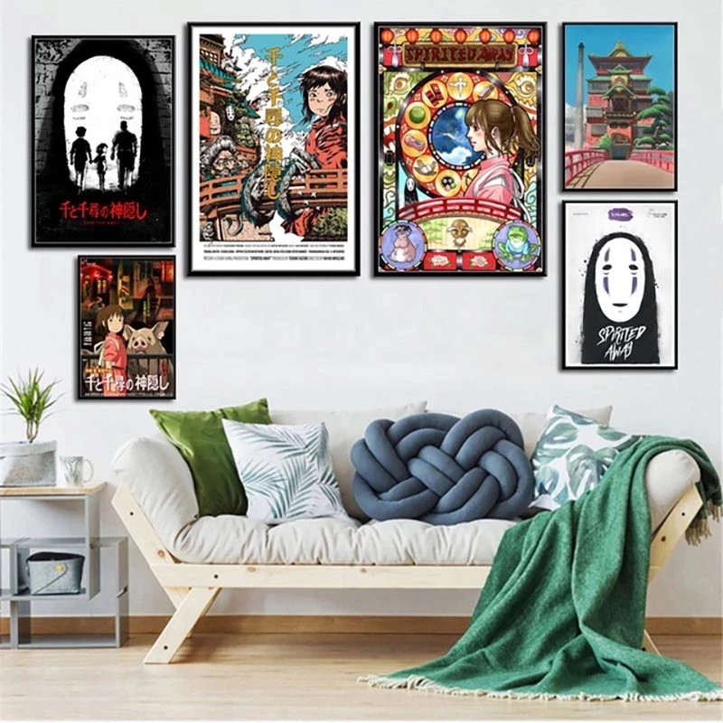 

Home Decor Canvas Painting Pictures Wall Art Spirited Away Cartoon Movie Nordic Style Modern Printed Modular Poster Living Room
