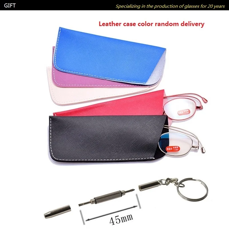 

Ultra Light Folding Reading Glasses Metal Presbyopia With Case Women Men 360 deg rotating Eyeglasses Auti blue light 1.0 1.5 2.0