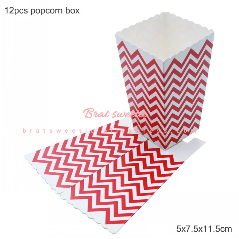12 red popcornbox Морская тема одноразовые наборы посуды для детей день рождения украшения морской синий Лодка бумажные тарелки и стаканы вечерние принадлежности - Цвет: 12 red popcornbox