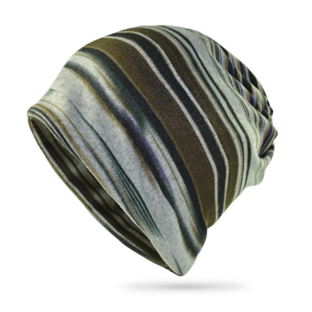 Женская вязаная громоздкая шапочка muticolor в полоску теплая осенне зимняя Лыжная