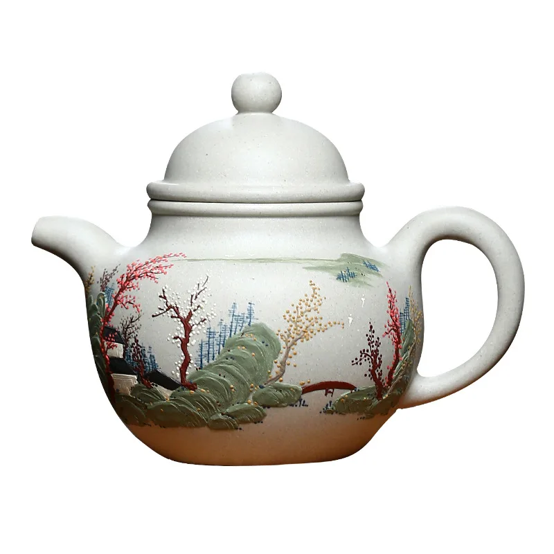 

Yixing original mine Lanzhi yuduan clay teapot full manual purple clay teapot Jinxiu duoqiu teapot large capacity 460cc