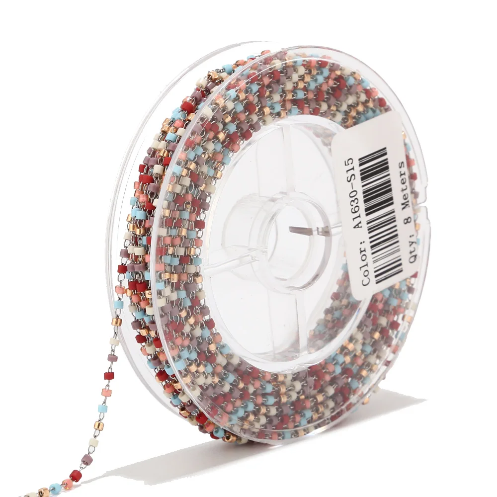 Цепь из нержавеющей стали с японскими бусинами для изготовления ювелирных