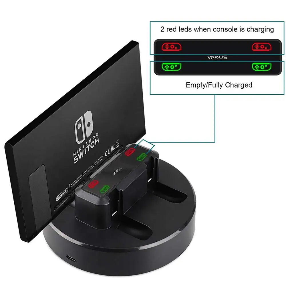 Зарядная док станция для контроллера Nintendo LED зарядное устройство Switch геймпад