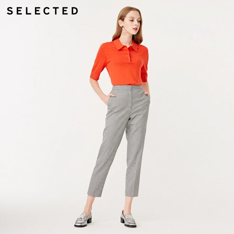 Женская шелковая трикотажная рубашка с отложным воротником и рукавами до локтя S