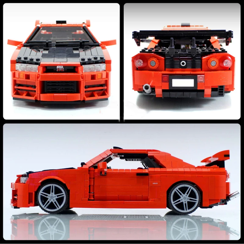 

MOC Technical Kids Toys Classic Red GTR34 Supercar Brick Model City Sports Car Building Blocks Birthday Gift For Boys