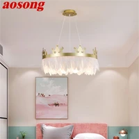 aosong nordic crown pendant light chandelier fixtures led modern creative lamp decorative for home