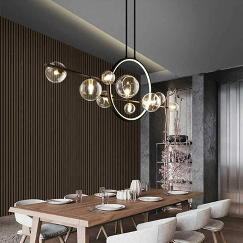 

Modern LED Glass Bubble Chandelier Lighting Nordic Living Room Lamp Restaurant Kitchen Fixture Iindoor Home Decor Hanging Lights