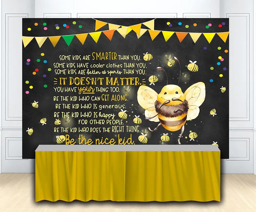 

Be The Nice Kids Birthday Party Backdrops Baby Shower Banners Bee Themed Background Dessert Table Scene Setter Wall Decorations