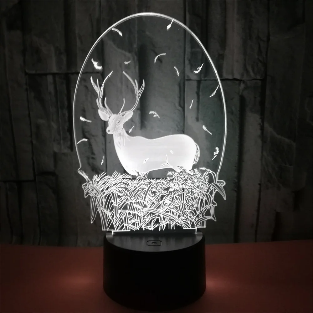 Рождественский олень 3D лампа светодиодный светодиодная оптическая иллюзия