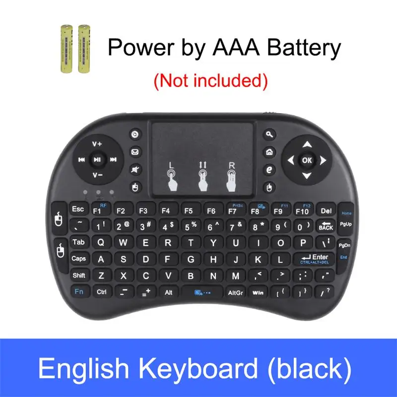 English No Backlit I8, русская, английская, Spainish, 2,4 ГГц, с подсветкой, Беспроводная мини-клавиатура, Air Mouse, пульт дистанционного управления с сенсорной панелью для Android TV Box - Цвет: English No Backlit