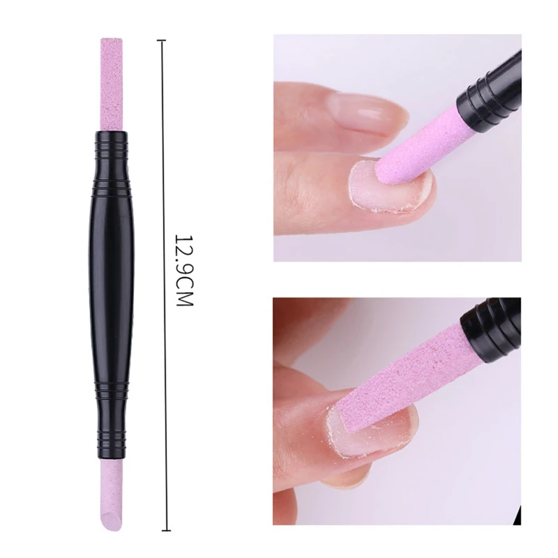 

Quartz Scrubs Stone Cuticle Stick Pen Cuticle Nail Art Pusher Spoon Cut Nail Pusher Manicure Care Tools Double-Headed