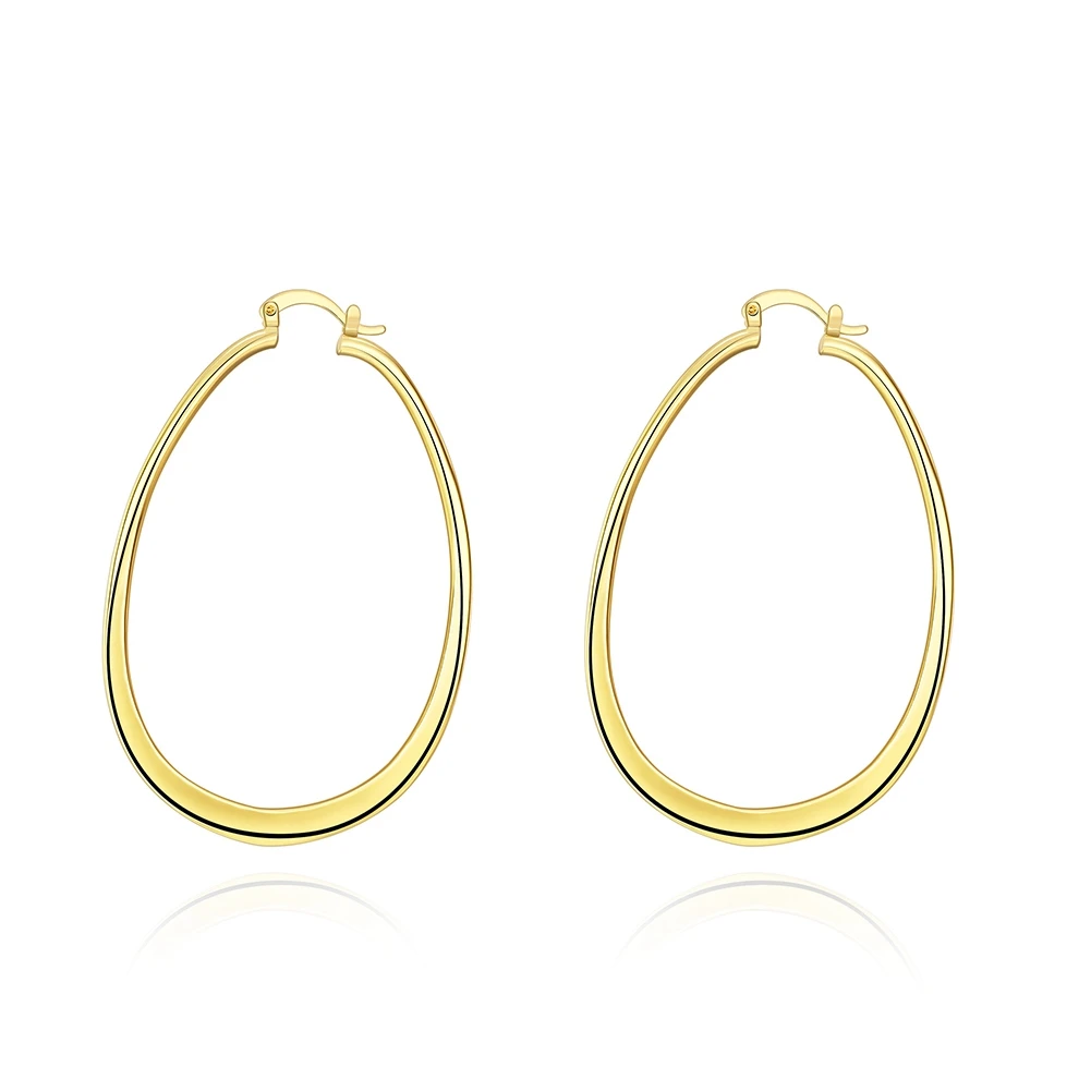 

ZEMIOR Classic Oval Hoop Earrings For Women Gold Color Anniversary Earring Personality Trend Simple Fashion Jewelry Recommend