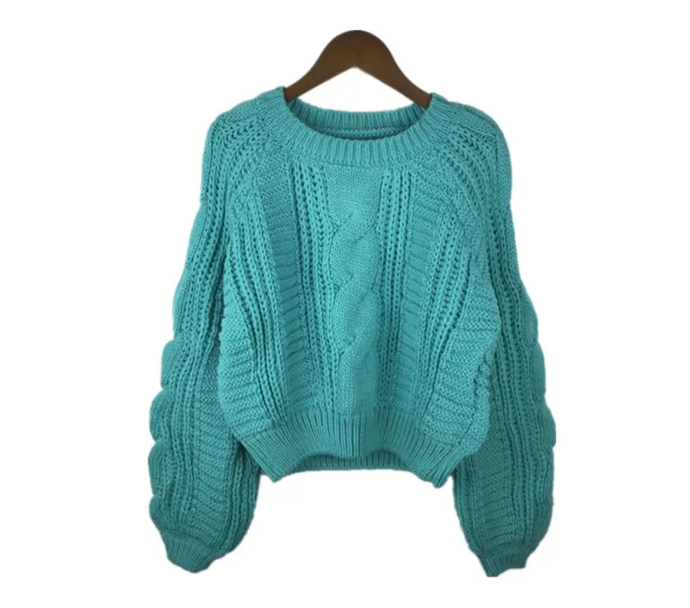 Baharcelin Women Girl Winter Round Knitted sweater Pullovers Tops clothing candy color knitted pullovers for women girl | Женская одежда