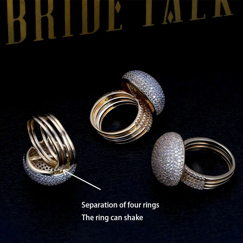 Роскошное женское кольцо TIRIM в форме хлеба с кубическим цирконием и