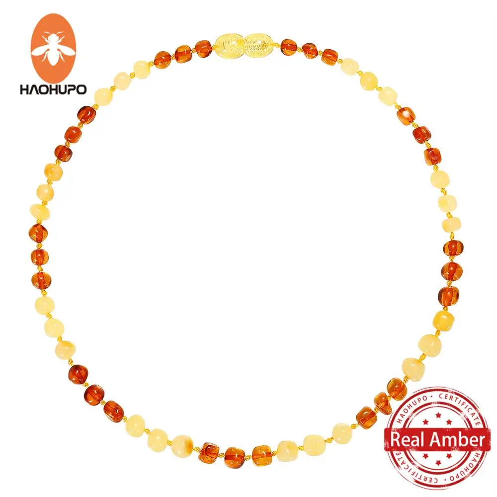 

HAOHUPO Top Hot Quality Cognac Gold Fashion Nature Baltic Amber Necklace Wholesale Original Necklace Men Girls Necklace Lemon