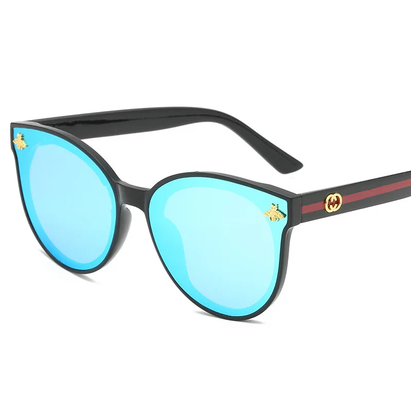

New Brand Designer Cateye Sunglasses Women Vintage Metal Luxury Bee Sun Glasses for Mirror Retro Male Square Lunette Femme UV400