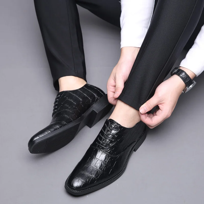 Мужские классические кожаные туфли на шнуровке деловые повседневные мужские