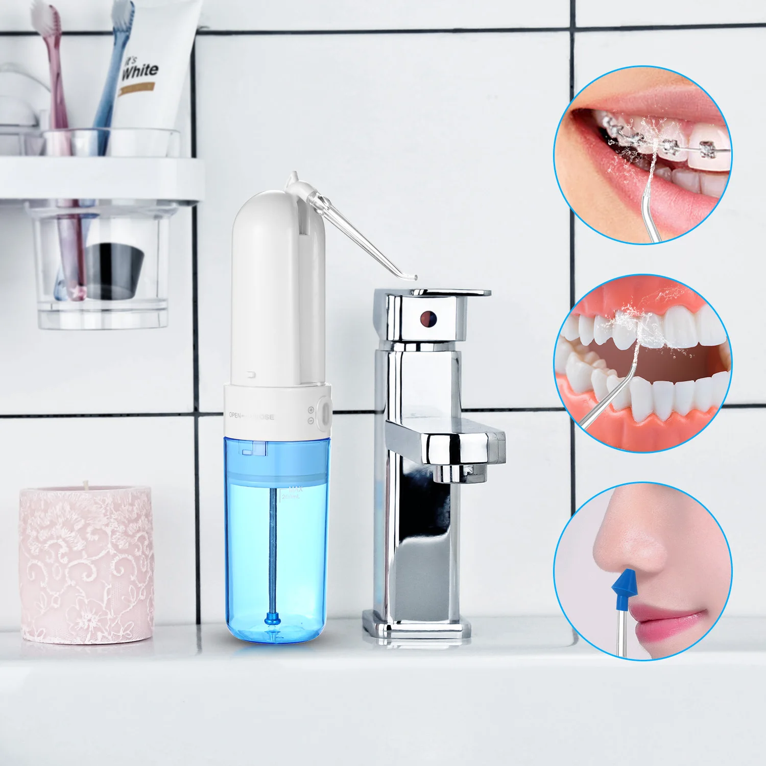 Ирригатор полости рта Carevas беспроводной 200 мл 4 режима зарядка от USB 5