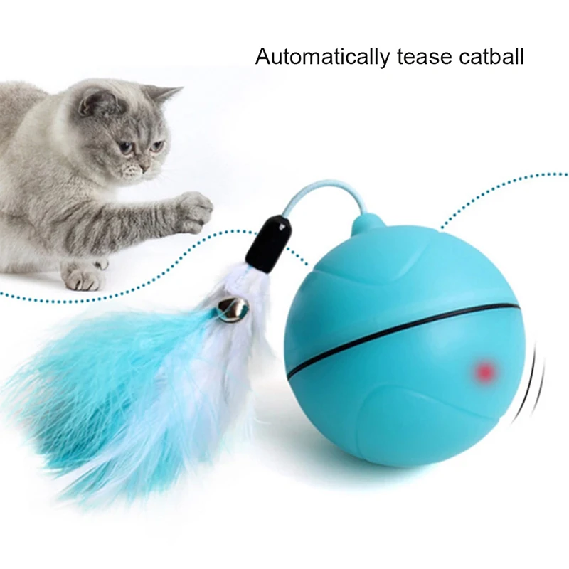

Pet Cat Toy LED Automatic Scrolling Electric Funny Cat Ball Replaceable Feather with Rechargeable Battery Dropship