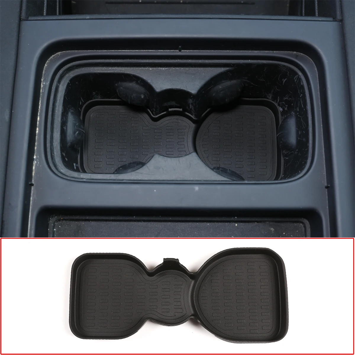 

Для Land Rover Defender 90 110 2020-2022 ТПЭ резиновая черная Автомобильная центральная консоль центральный передний подстаканник коврик автомобильные ак...