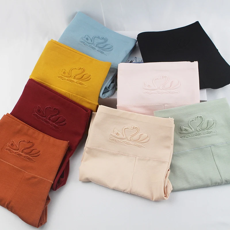 Женские Высокая Талия Дышащие трусики 3D Лебедь рельефный узор хлопок комфортные