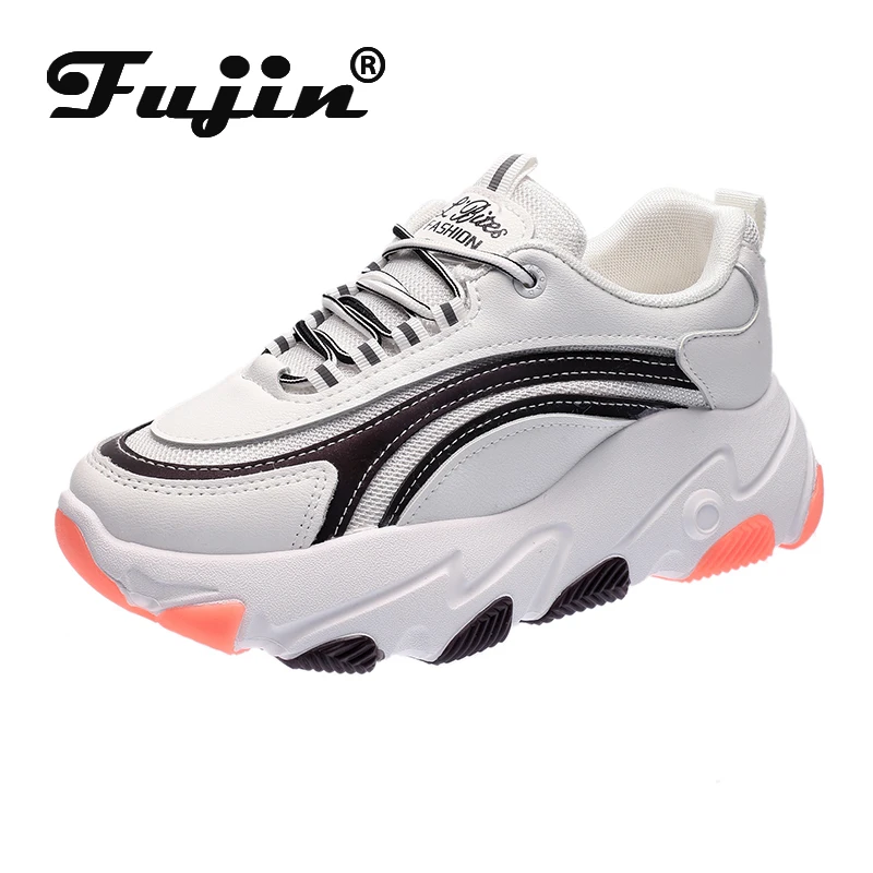 Женские кроссовки с перекрестной шнуровкой Fujin дышащие повседневные сетчатые на