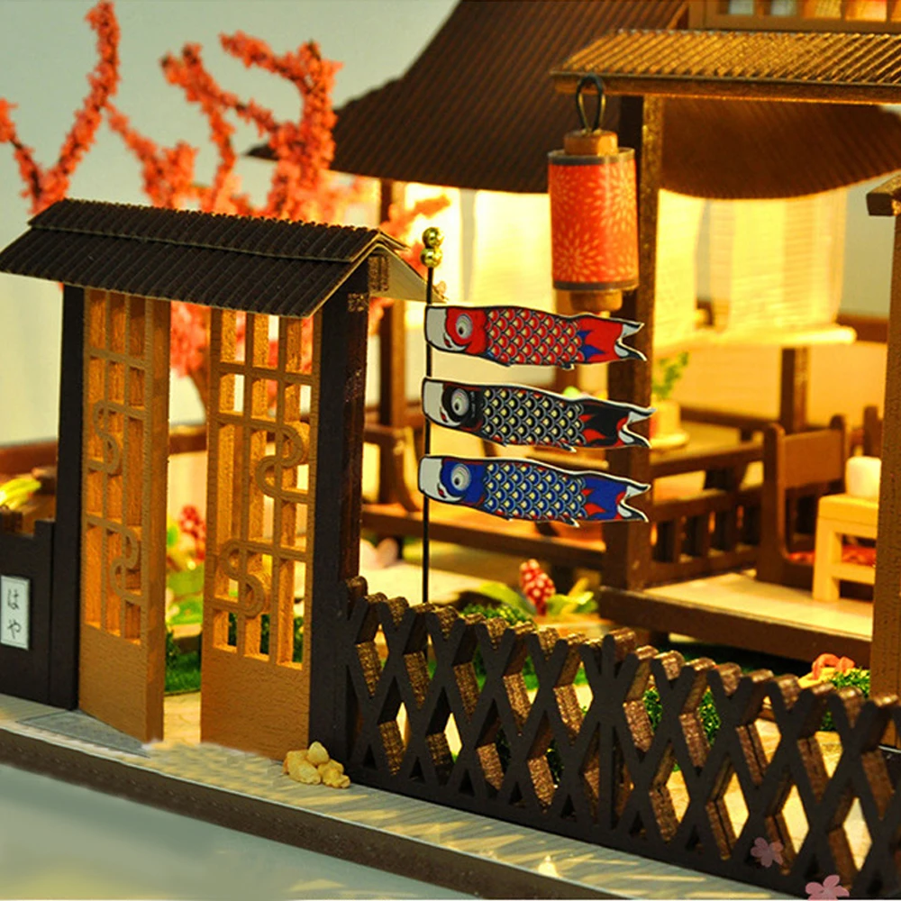 

DIY Dollhouse DIY Toy HOUSE Assembling LED Japanese Architecture Cottage Gifts Kids Gift House Decorations Model Educational Toy