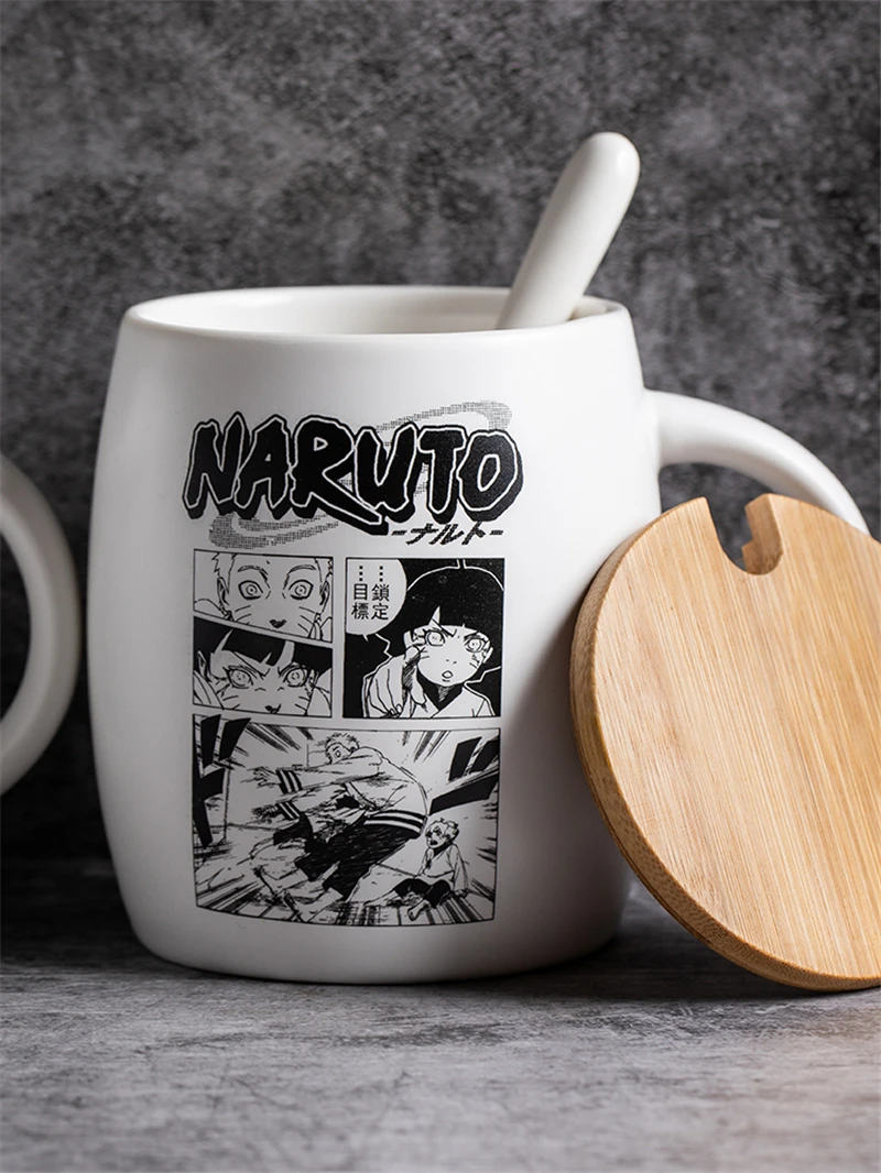 Белая кофейная кружка Аниме Наруто Hokage, керамические кружки с рисунками из мультфильмов, Набор чашек с крышкой и ложкой, подарки на день рождения для мальчиков и девочек