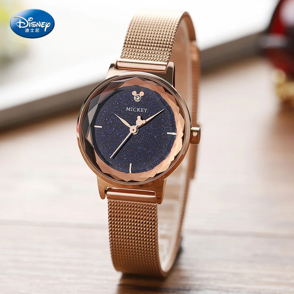 

Disney Mickey Mouse Women Quartz Watch 3Bar Waterproof Simple Fashion Cute Round Leather Strap Women Watches Gift Alloy Buckle