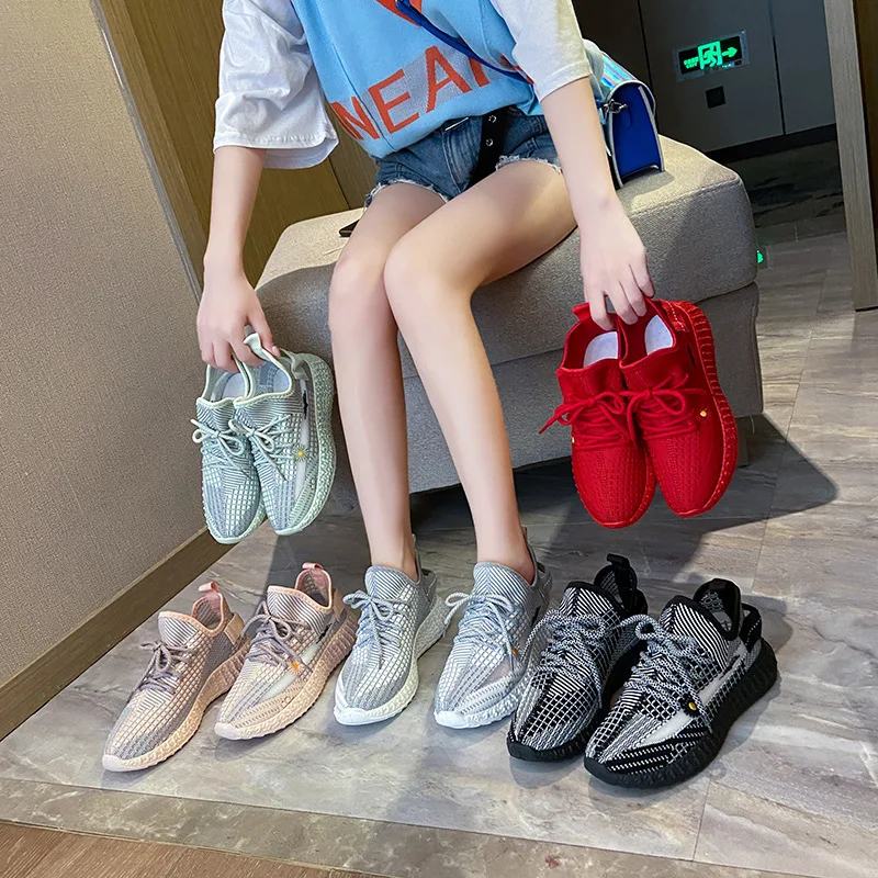 

Women Sneakers 2020 autumn new Tenis candy colors Casual sock Shoes Women Mesh floral print Women running sports shoes 9h47
