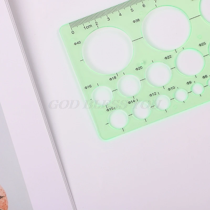 

9 different rulers Green Plastic Circles Geometric Template Ruler Stencil Measuring Tool Students Drop Shipping