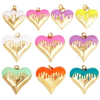 enamel flowing heart charm pendant valentine gift18k real gold plated colournecklace pendant for handmade jewelry supplies