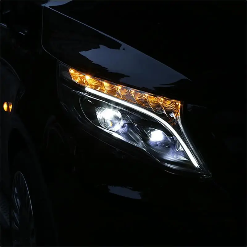 Указатель поворота, дневные ходовые автомобильные фары, светодиодные фары Drl для автомобиля, задние фары 17 18 для Mercedes Benz Vito