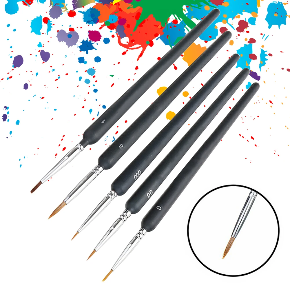 

5pcs/set Drawing DIY Artist Fine Tip Nail Art Wooden Handle Detail Paint Brush Professional Miniature Model Maker School