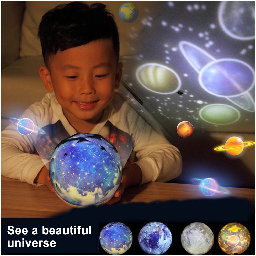 Ночник проектор для детской спальни вращающаяся на 360 ° планеты светодиодный