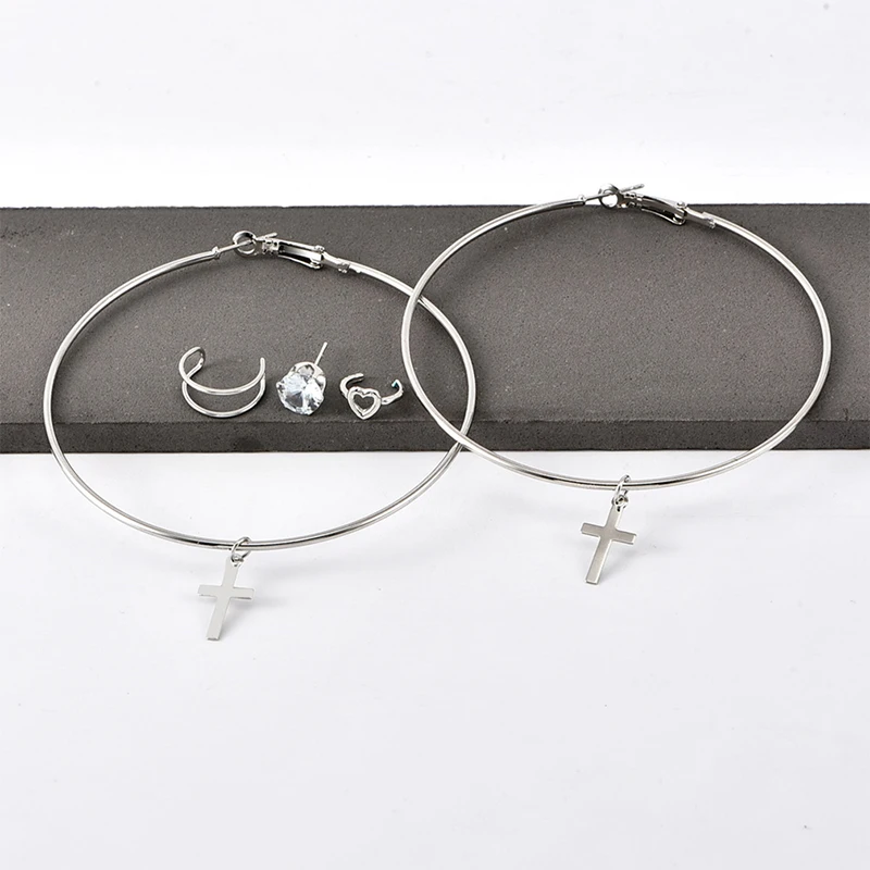 Женские большие серьги с цирконом вечерние сережки крестиком 2019|Серьги-подвески|