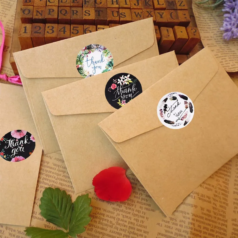 500pcs/roll Multiple Styles label Papers Baking Gift Wedding Decor Party Envelope Round Handmade Sealing Glue Food Sticker | Дом и сад